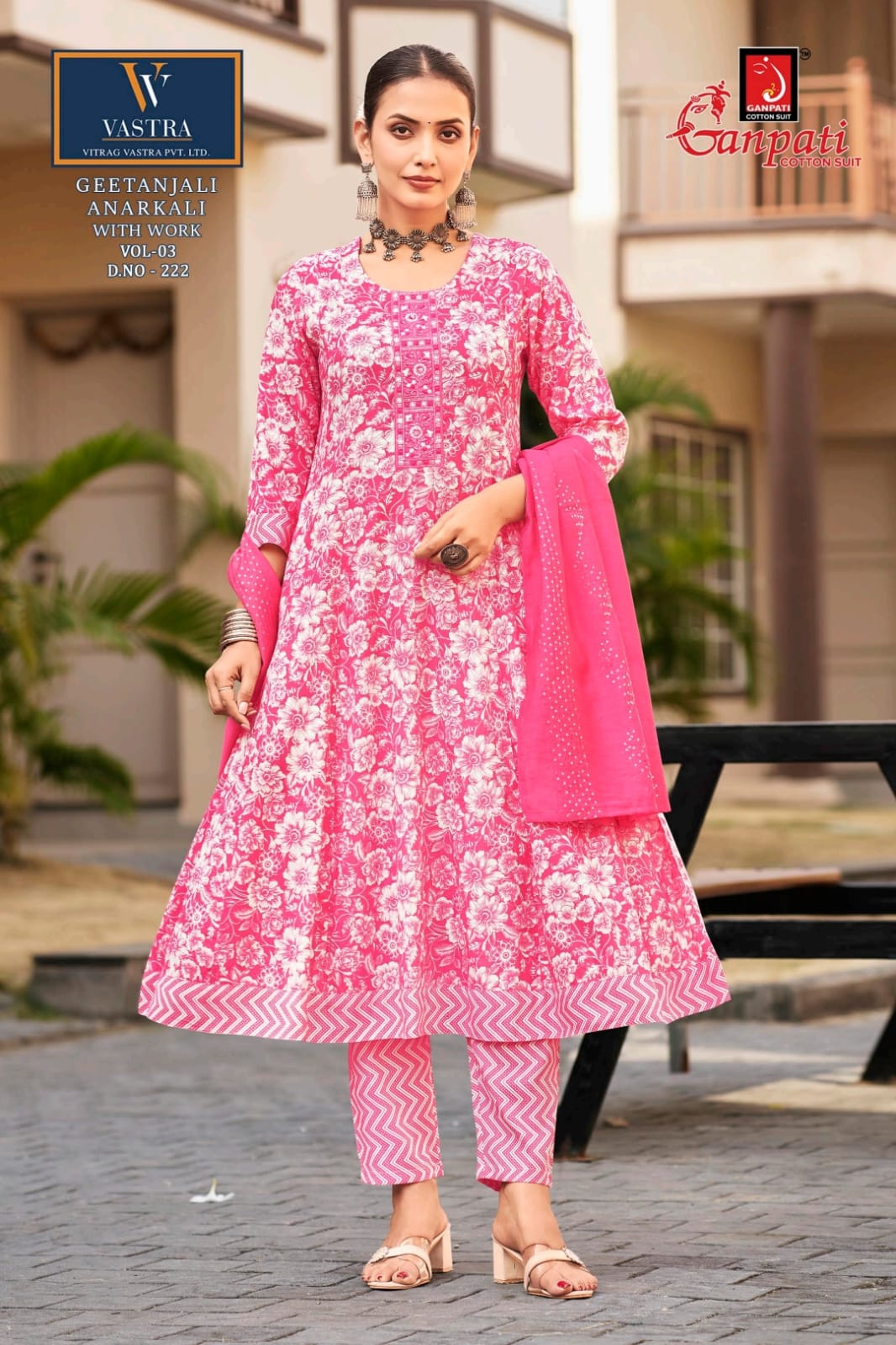 Geetanjali Vol 3 Vastra Ganpati Rayon Slub Readymade Anarkali Suits Wholesaler India