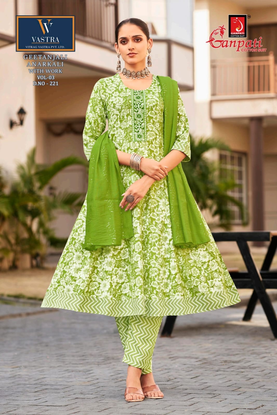 Geetanjali Vol 3 Vastra Ganpati Rayon Slub Readymade Anarkali Suits Wholesaler India