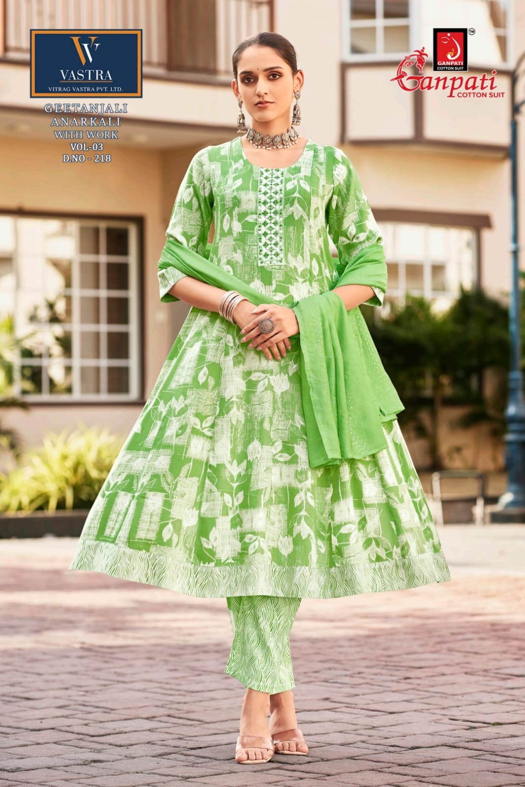 Geetanjali Vol 3 Vastra Ganpati Rayon Slub Readymade Anarkali Suits Wholesaler India