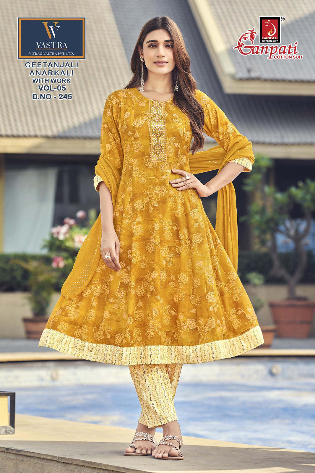 Geetanjali Vol 5 Ganpati Rayon Slub Readymade Anarkali Suits Manufacturer India