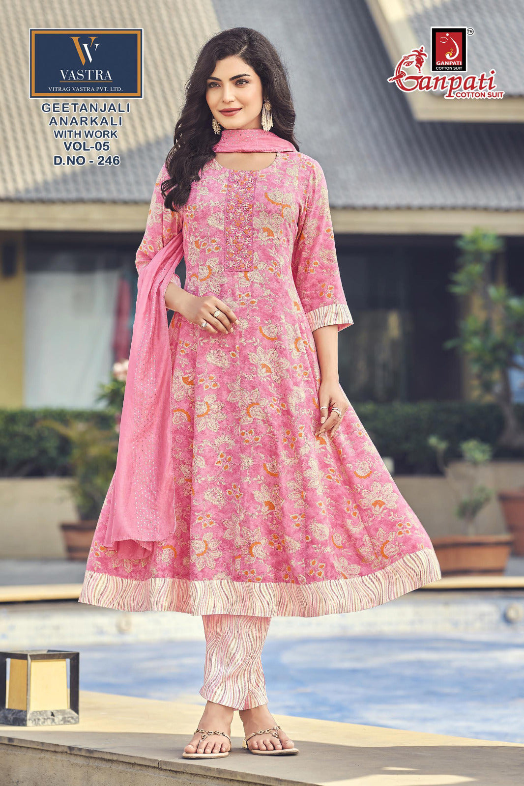 Geetanjali Vol 5 Ganpati Rayon Slub Readymade Anarkali Suits Manufacturer India