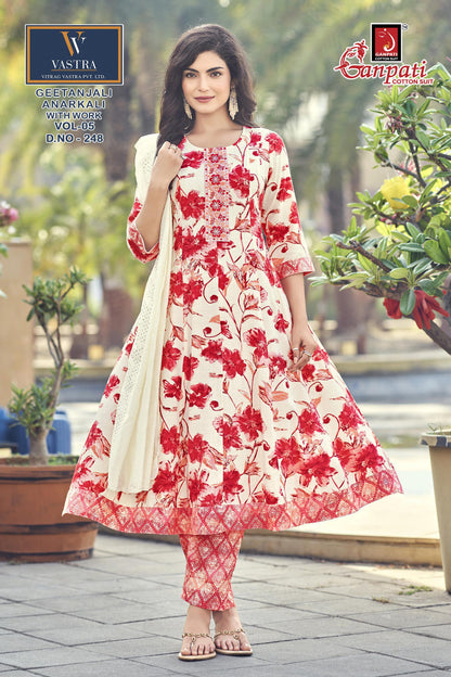 Geetanjali Vol 5 Ganpati Rayon Slub Readymade Anarkali Suits Manufacturer India