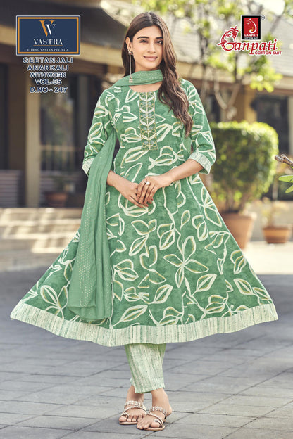 Geetanjali Vol 5 Ganpati Rayon Slub Readymade Anarkali Suits Manufacturer India