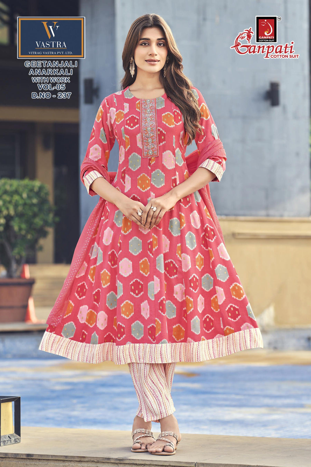 Geetanjali Vol 5 Ganpati Rayon Slub Readymade Anarkali Suits Manufacturer India