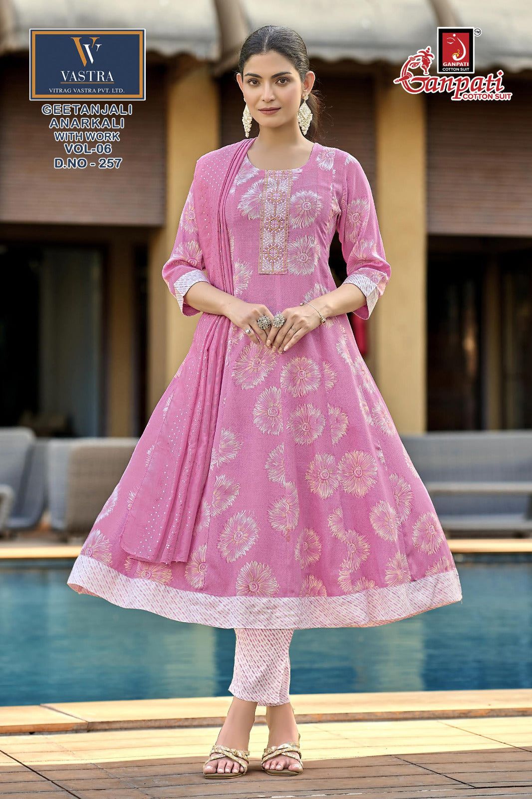 Geetanjali Vol 6 Ganpati Rayon Slub Readymade Anarkali Suits Wholesaler India