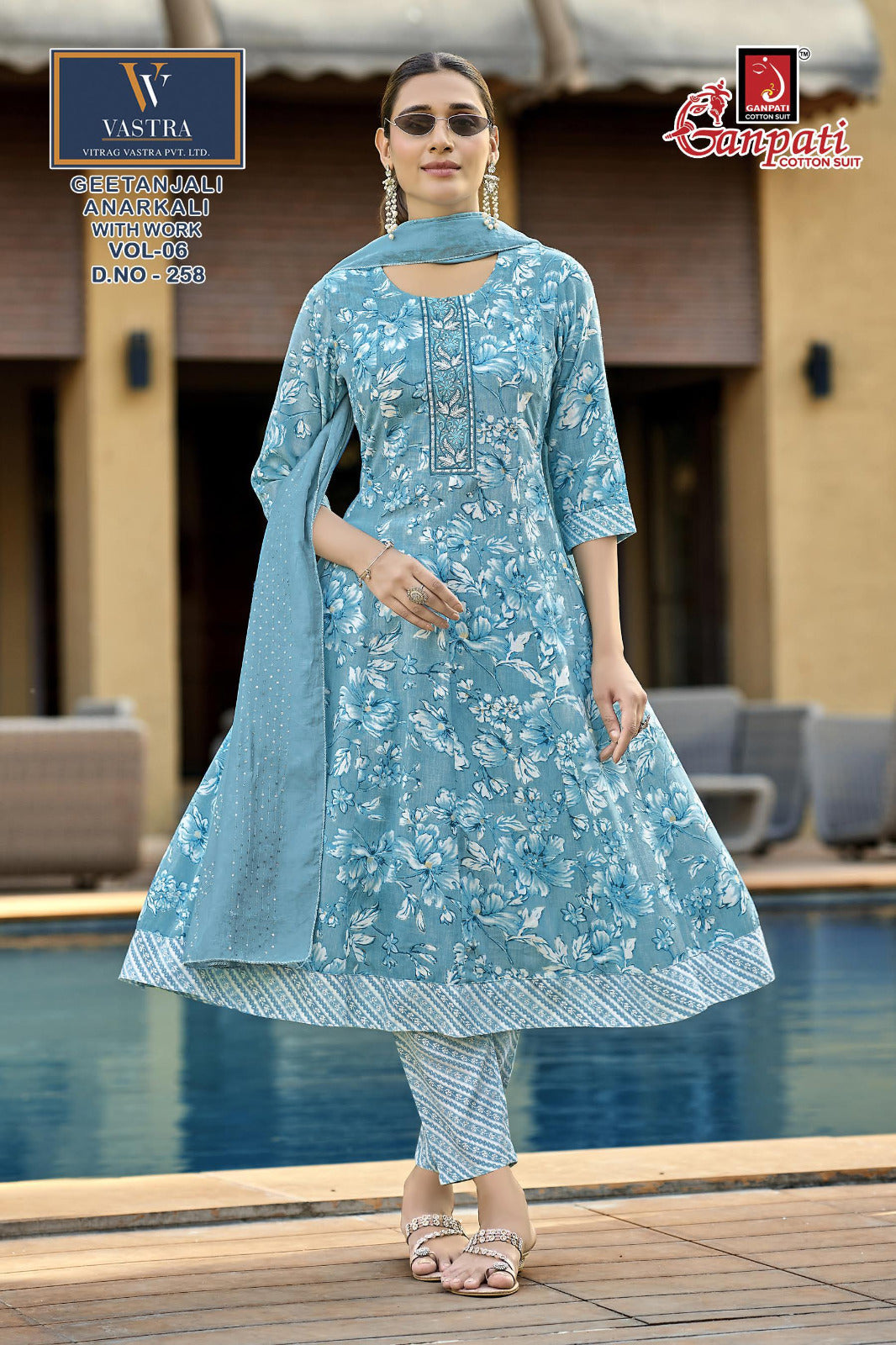 Geetanjali Vol 6 Ganpati Rayon Slub Readymade Anarkali Suits Wholesaler India
