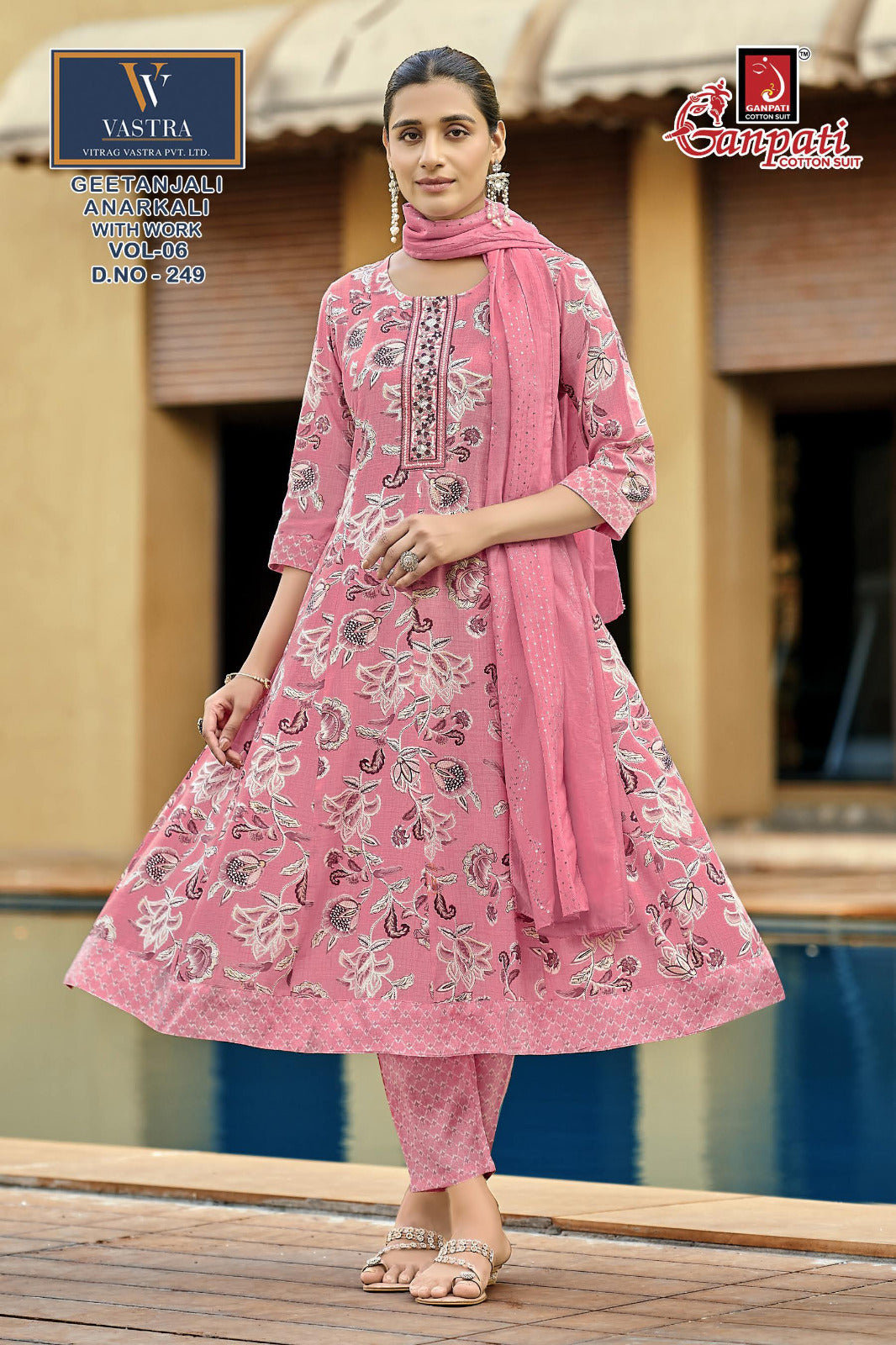 Geetanjali Vol 6 Ganpati Rayon Slub Readymade Anarkali Suits Wholesaler India