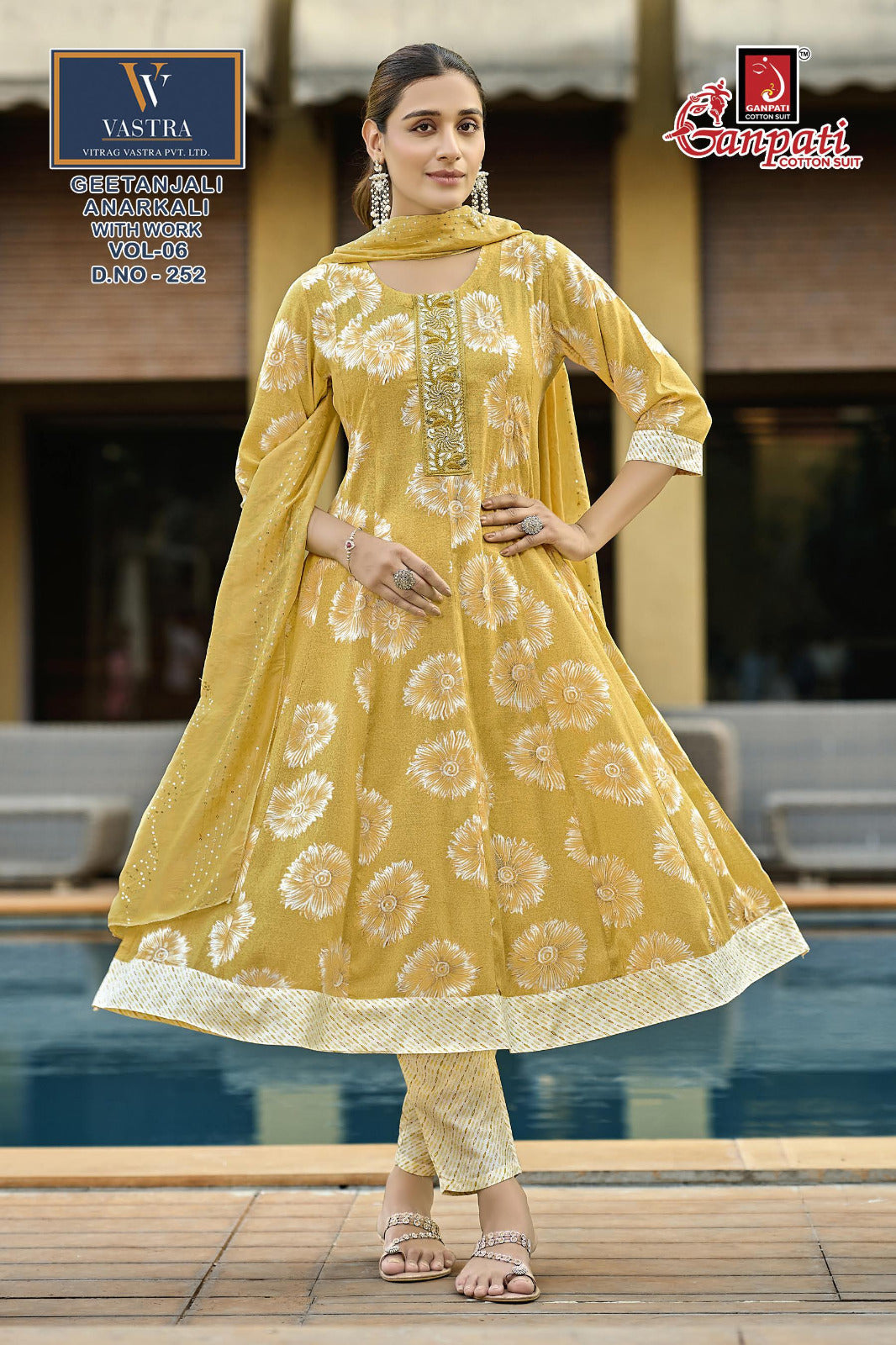 Geetanjali Vol 6 Ganpati Rayon Slub Readymade Anarkali Suits Wholesaler India