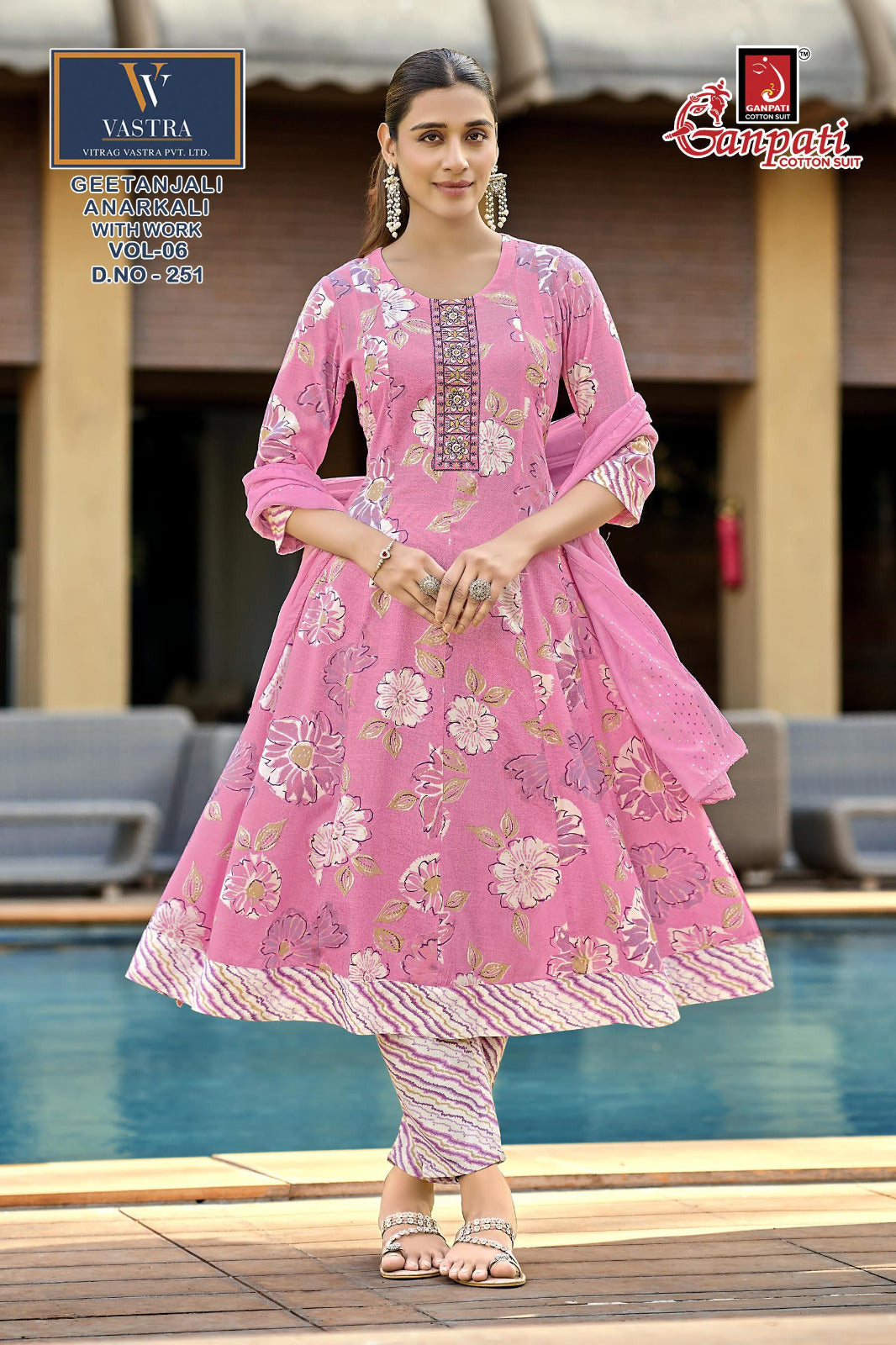 Geetanjali Vol 6 Ganpati Rayon Slub Readymade Anarkali Suits Wholesaler India