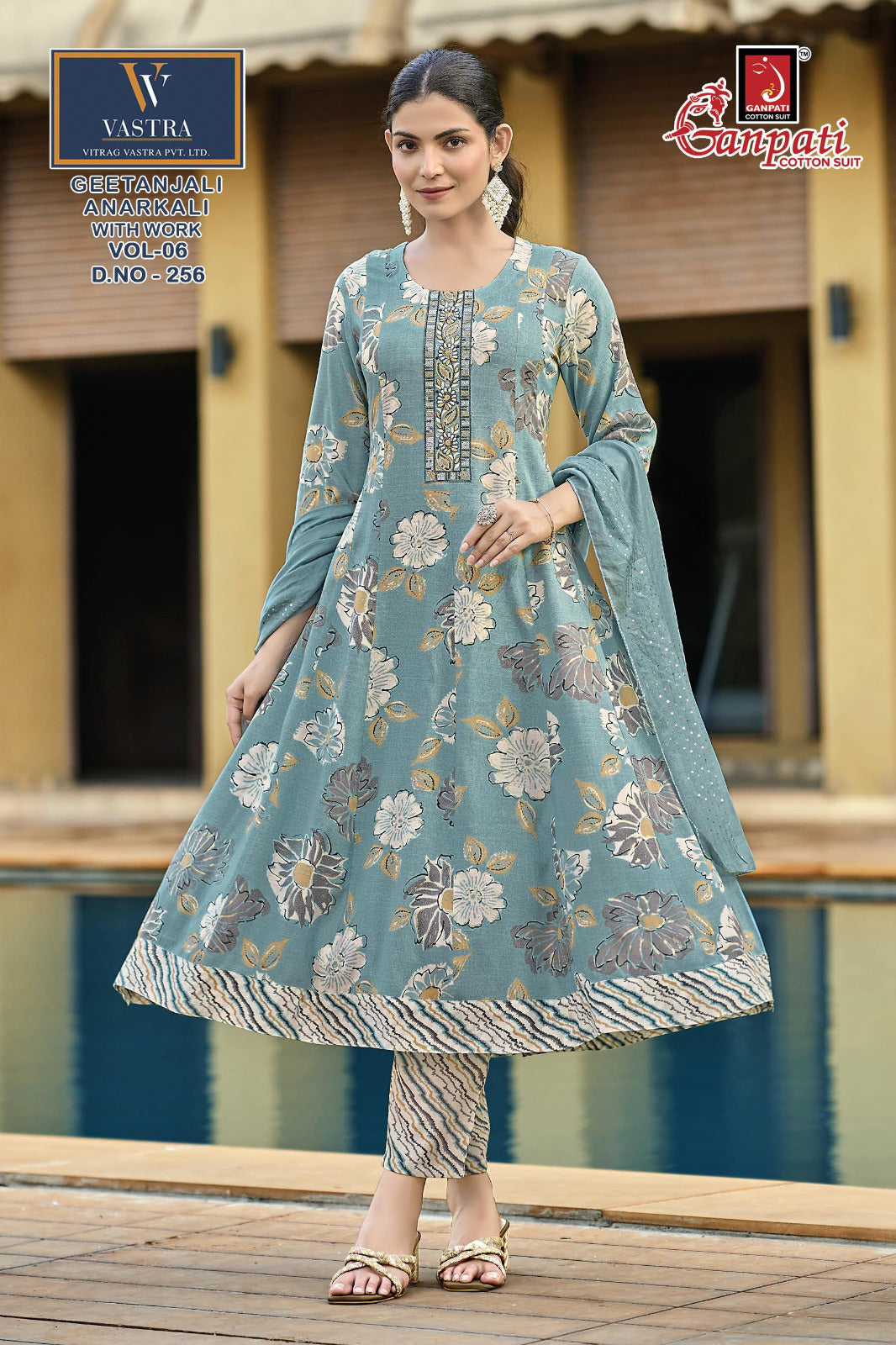Geetanjali Vol 6 Ganpati Rayon Slub Readymade Anarkali Suits Wholesaler India