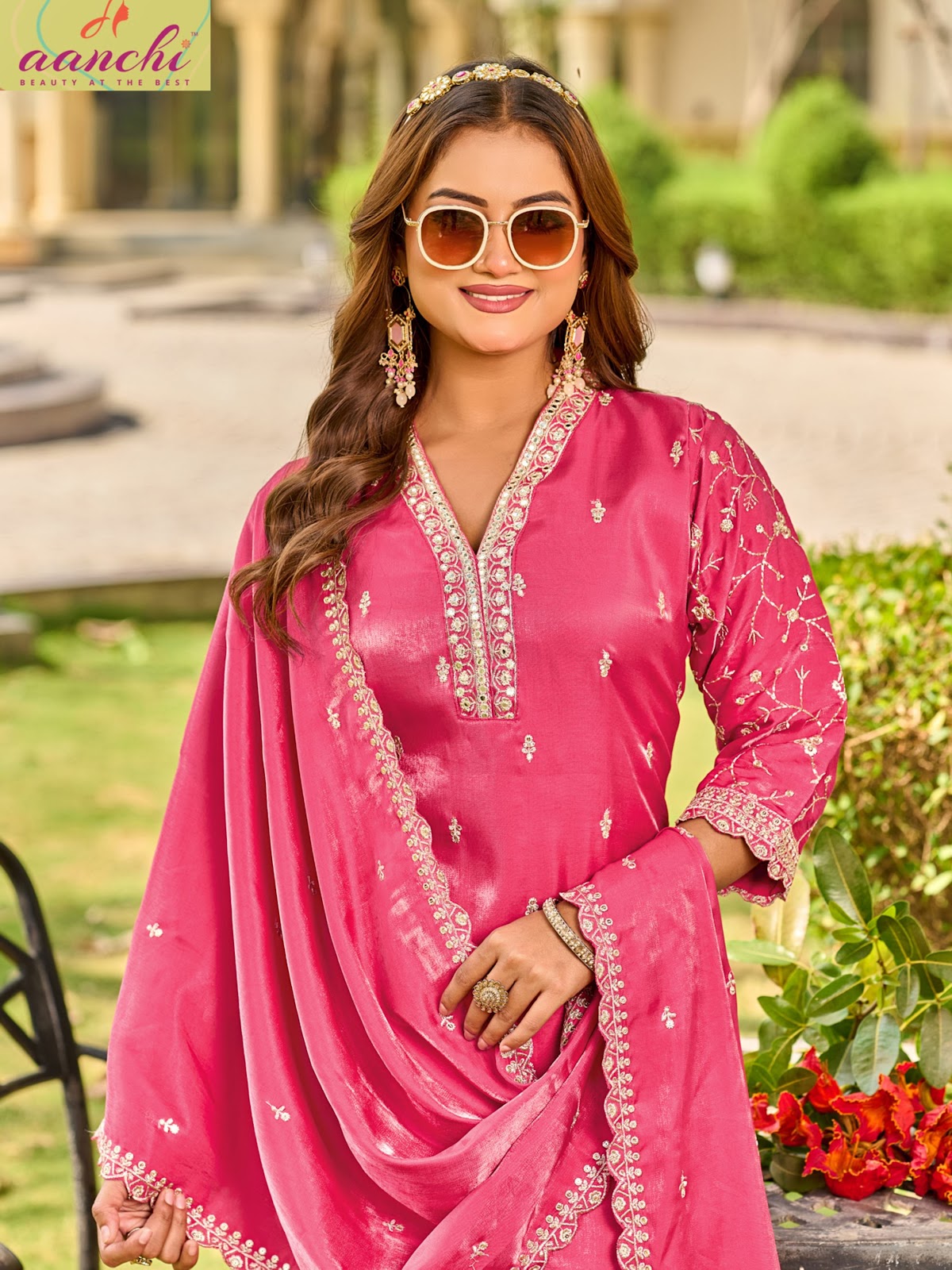 Geetika Aanchi Glass Roman Readymade Pant Style Suits Exporter Gujarat
