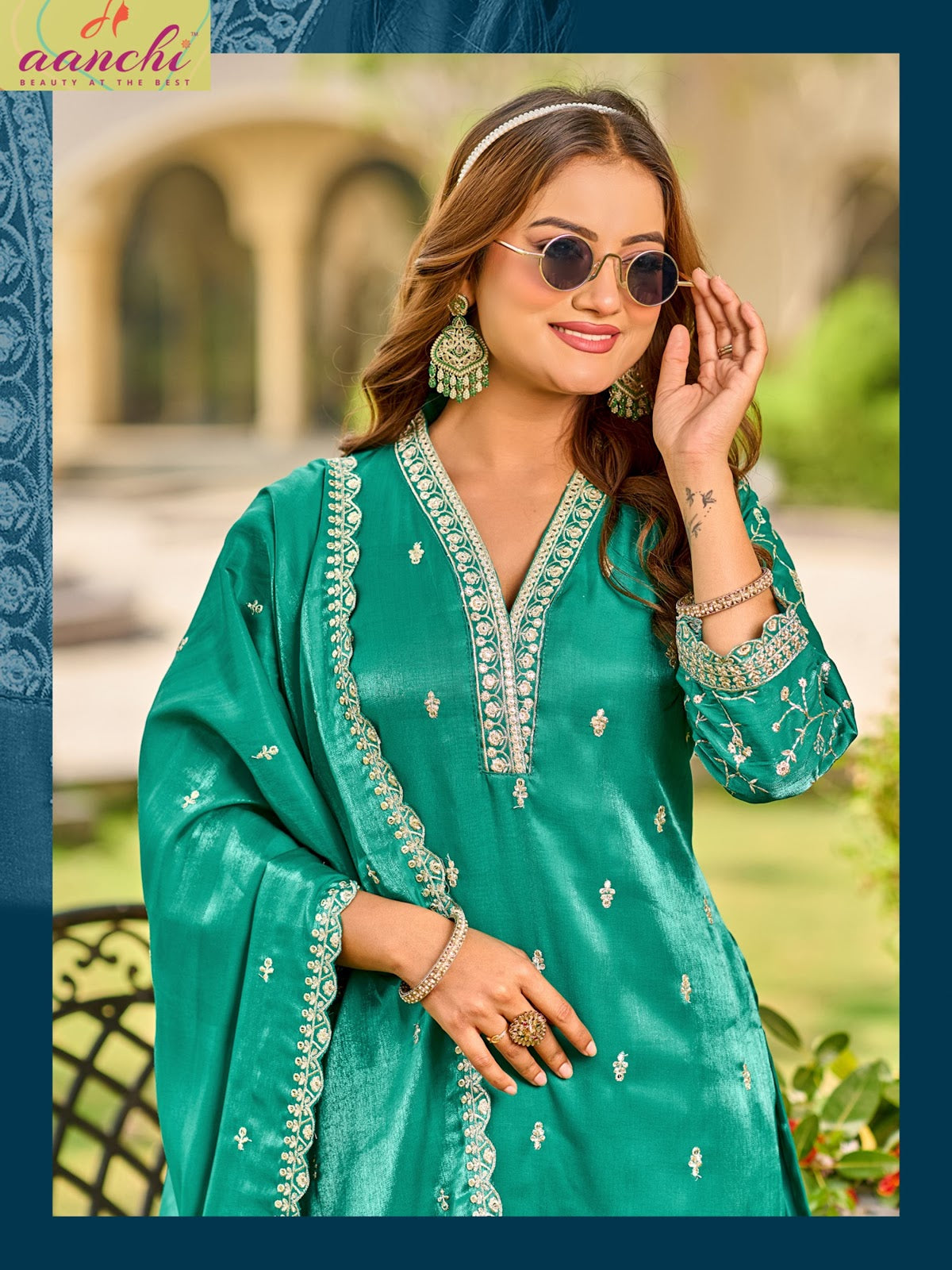 Geetika Aanchi Glass Roman Readymade Pant Style Suits Exporter Gujarat