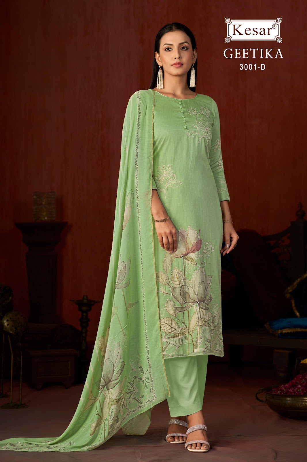 Geetika Kesar Pure Jaam Pant Style Suits Exporter