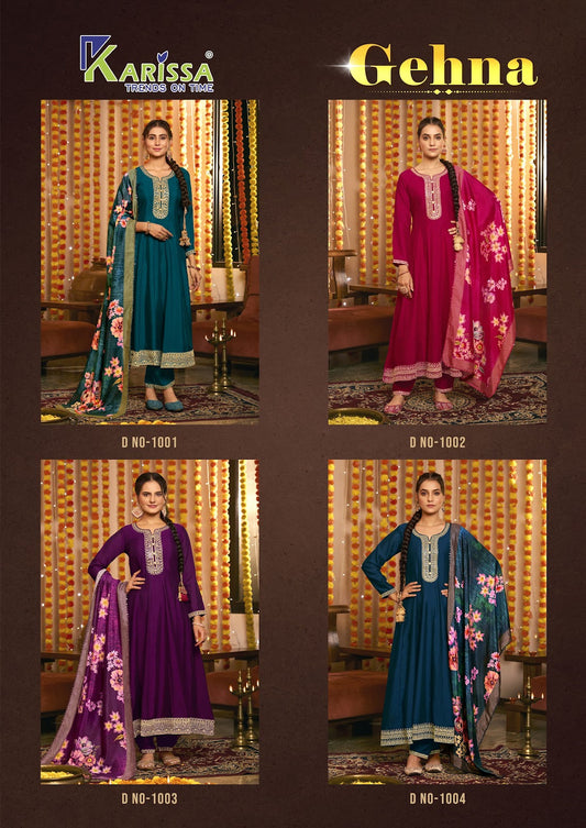 Gehna Karissa Vichitra Silk Readymade Anarkali Suits Manufacturer Ahmedabad