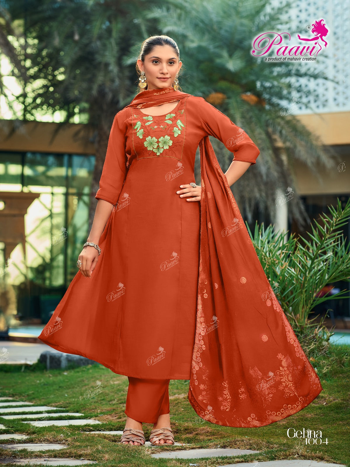 Gehna Paavi Chanderi Readymade Anarkali Suits Wholesale Rate