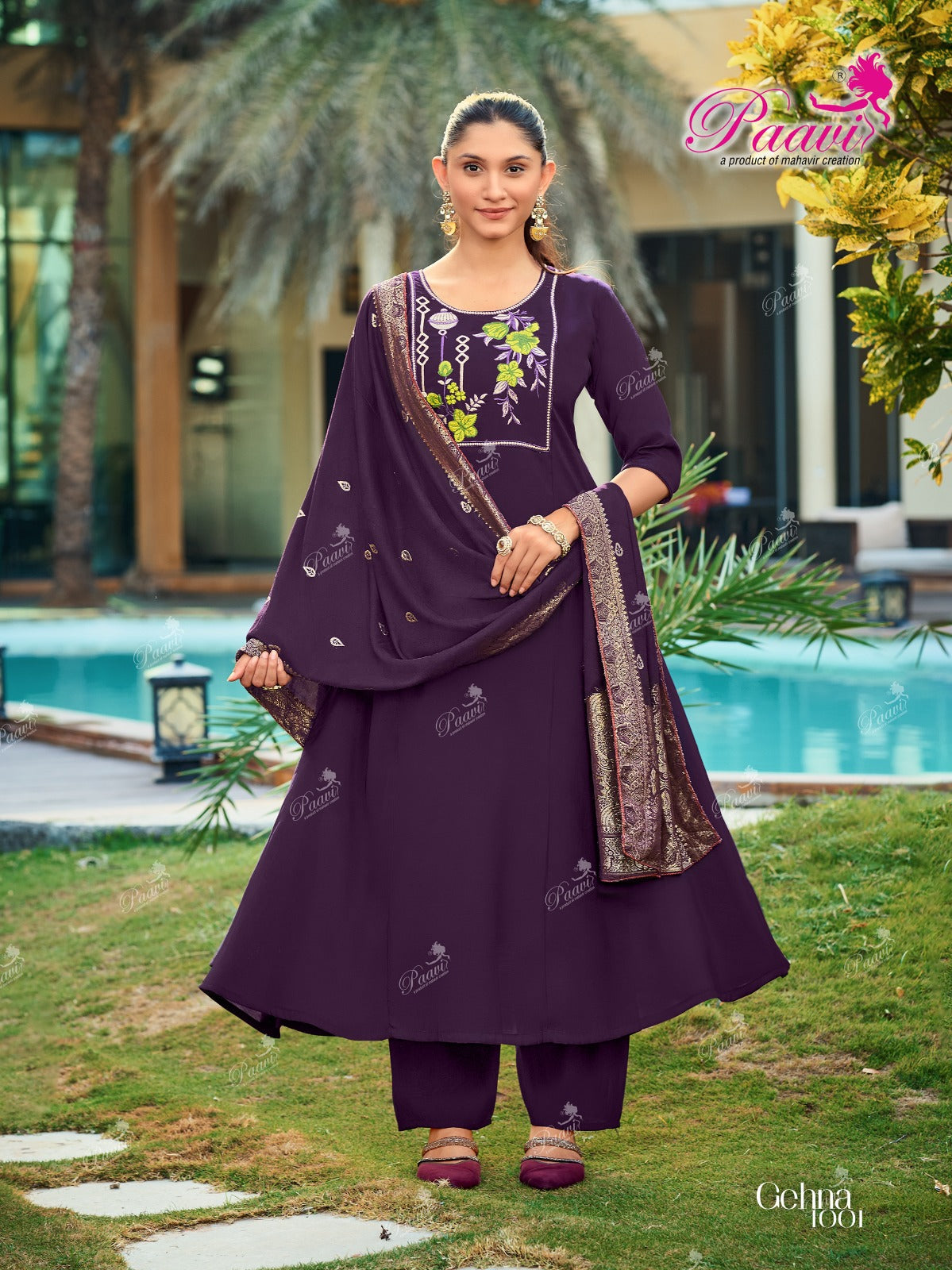 Gehna Paavi Chanderi Readymade Anarkali Suits Wholesale Rate