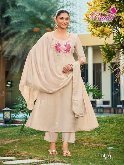 Gehna Paavi Chanderi Readymade Anarkali Suits Wholesale Rate