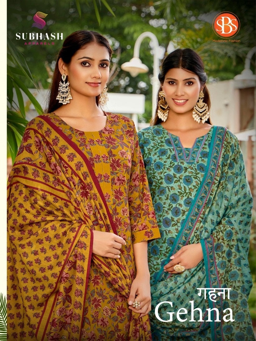 Gehna Sbs Readymade Cotton Pant Suits Wholesale Price