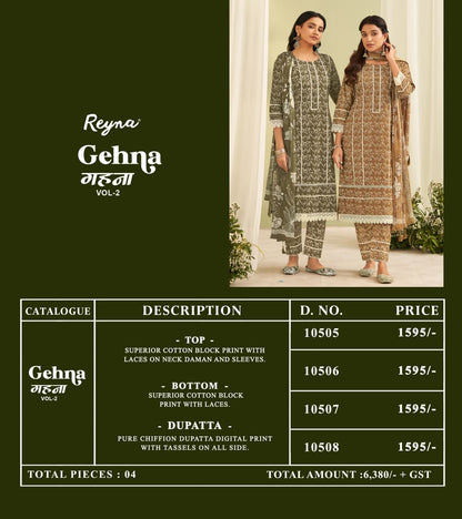 Gehna Vol 2 Reyna Cotton Pant Style Suits Manufacturer India