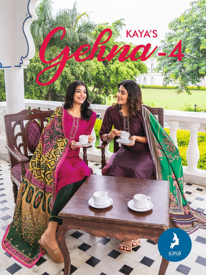 Gehna Vol 4 Kaya Silk Readymade Pant Style Suits Exporter Gujarat