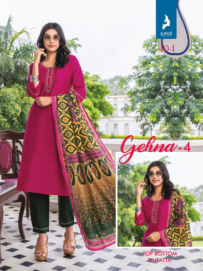 Gehna Vol 4 Kaya Silk Readymade Pant Style Suits Exporter Gujarat