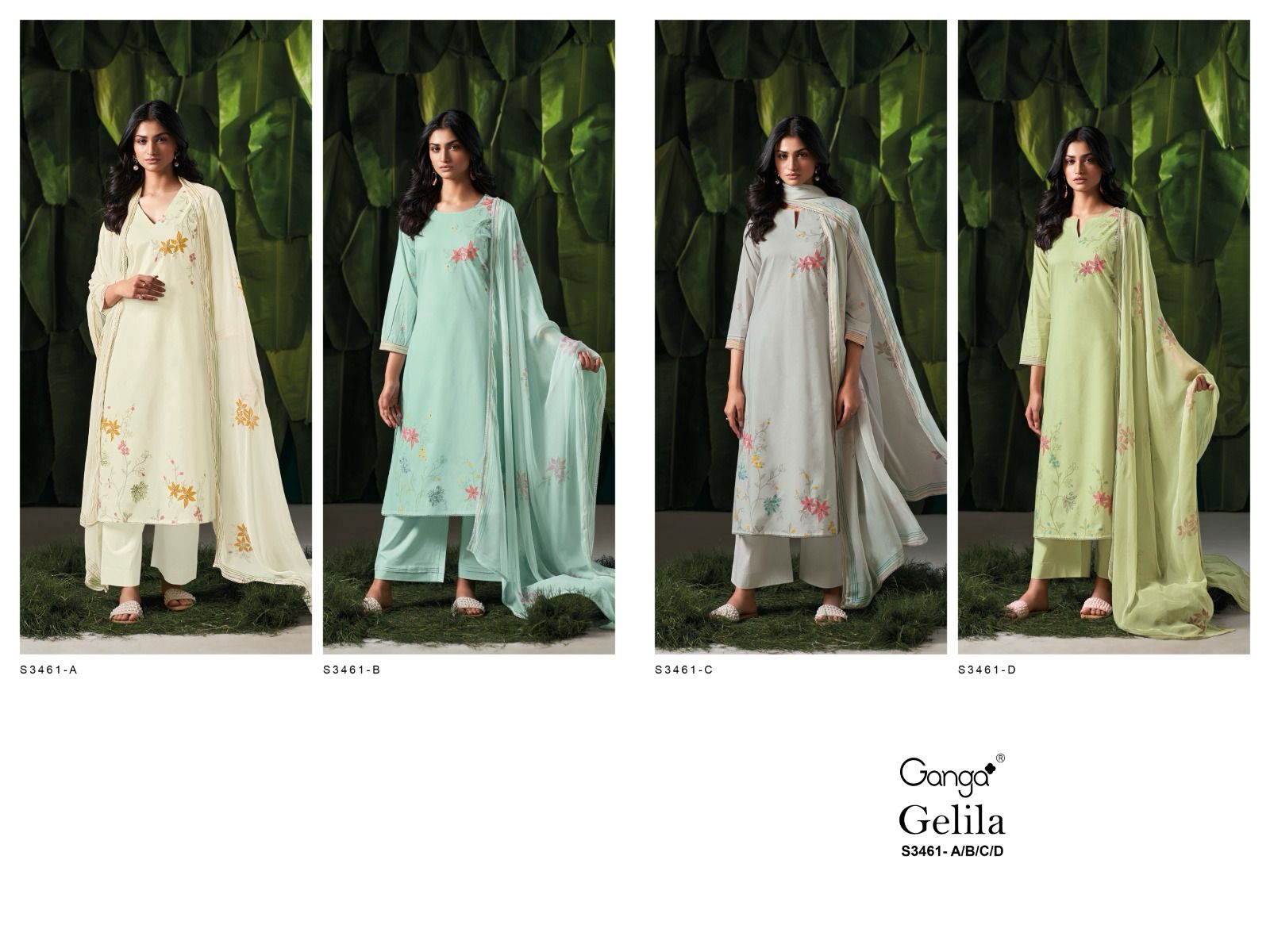 Gelila 3461 Ganga Premium Cotton Plazzo Style Suits Exporter India