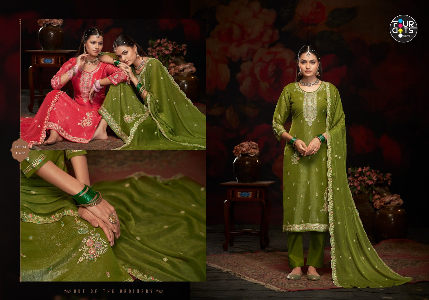 Gelina Four Dots Silk Pant Style Suits Wholesale Price