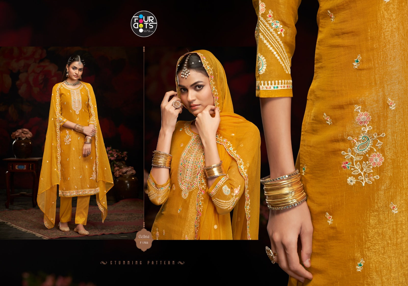 Gelina Four Dots Silk Pant Style Suits Wholesale Price