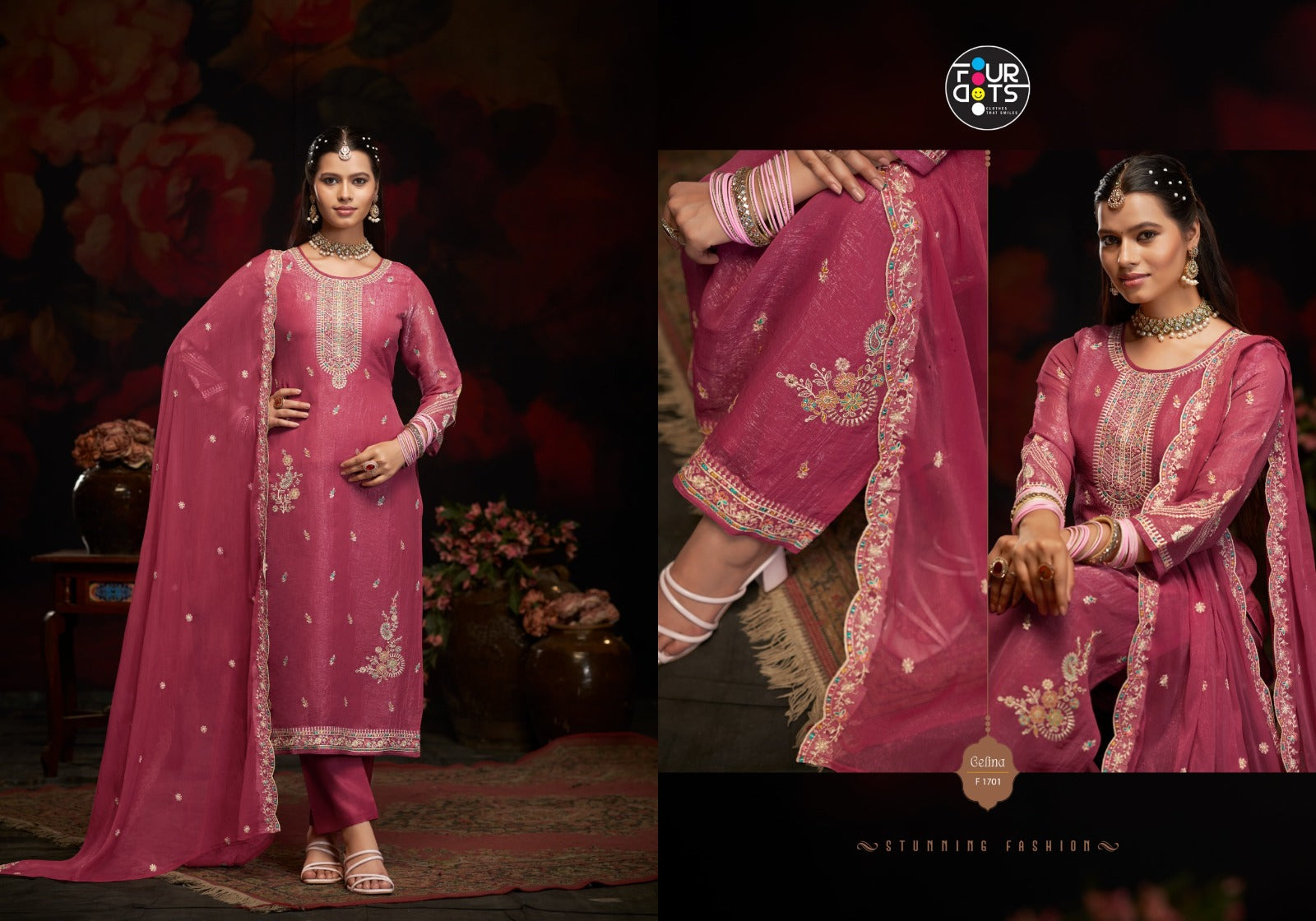 Gelina Four Dots Silk Pant Style Suits Wholesale Price