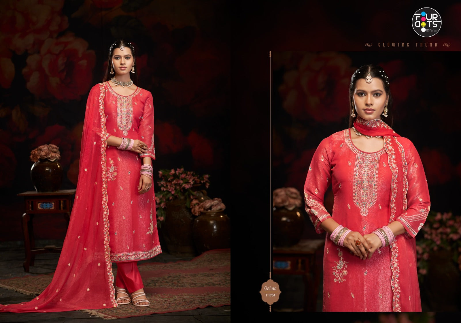 Gelina Four Dots Silk Pant Style Suits Wholesale Price