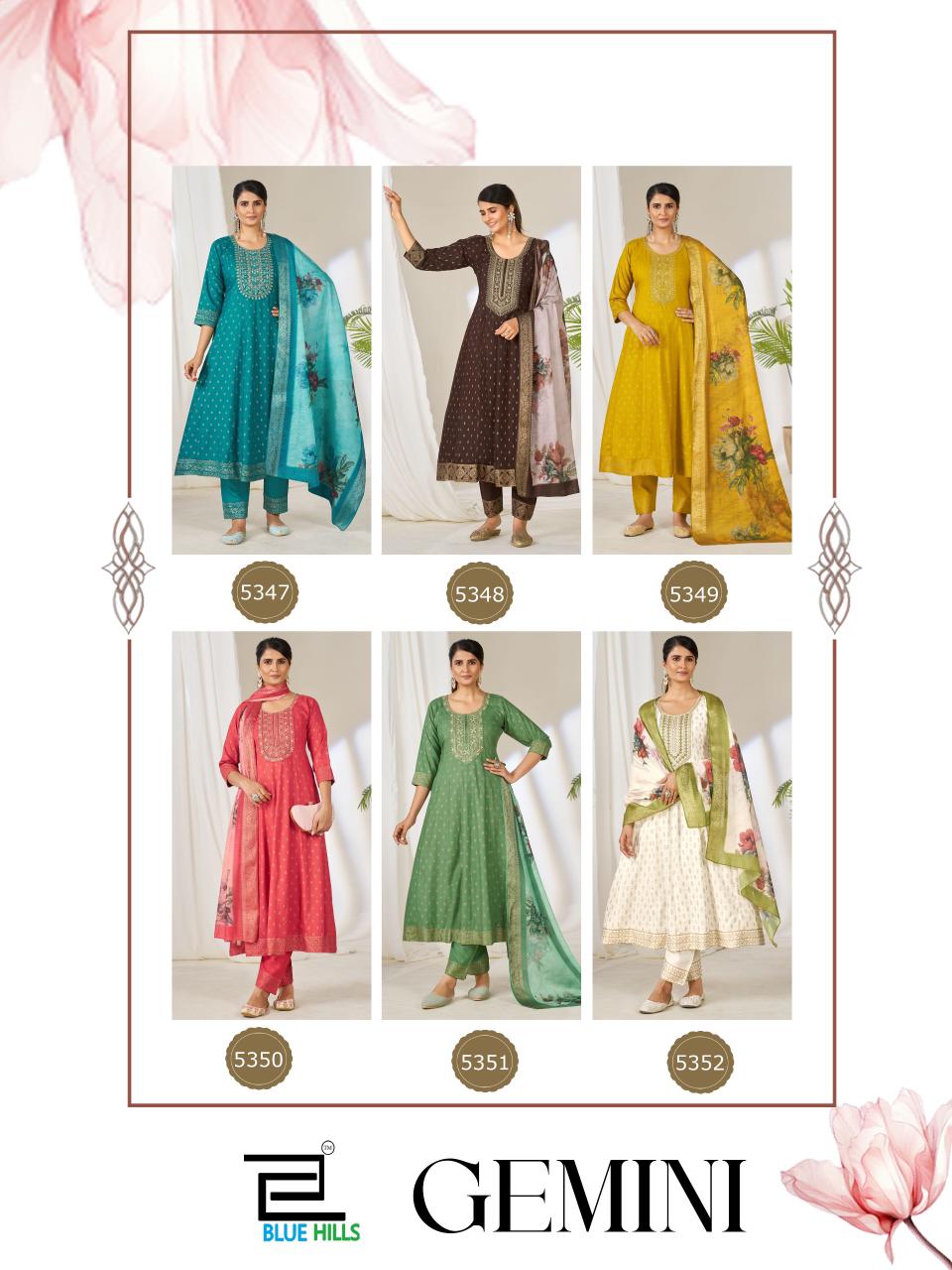 Gemini Blue Hills Rayon 14Kg Readymade Anarkali Suits Wholesaler Gujarat