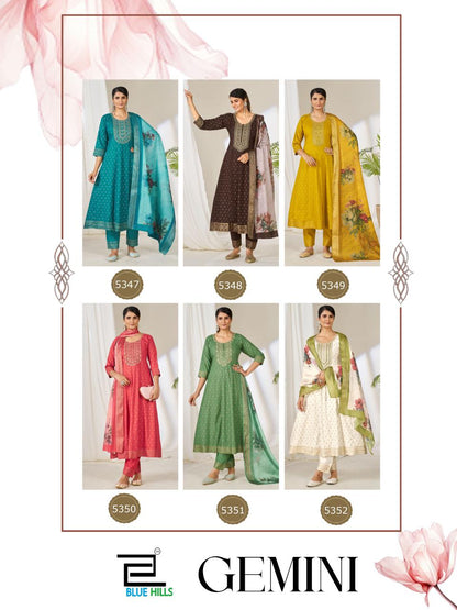 Gemini Blue Hills Rayon 14Kg Readymade Anarkali Suits Wholesaler Gujarat