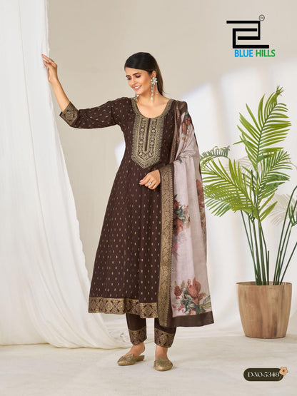 Gemini Blue Hills Rayon 14Kg Readymade Anarkali Suits Wholesaler Gujarat