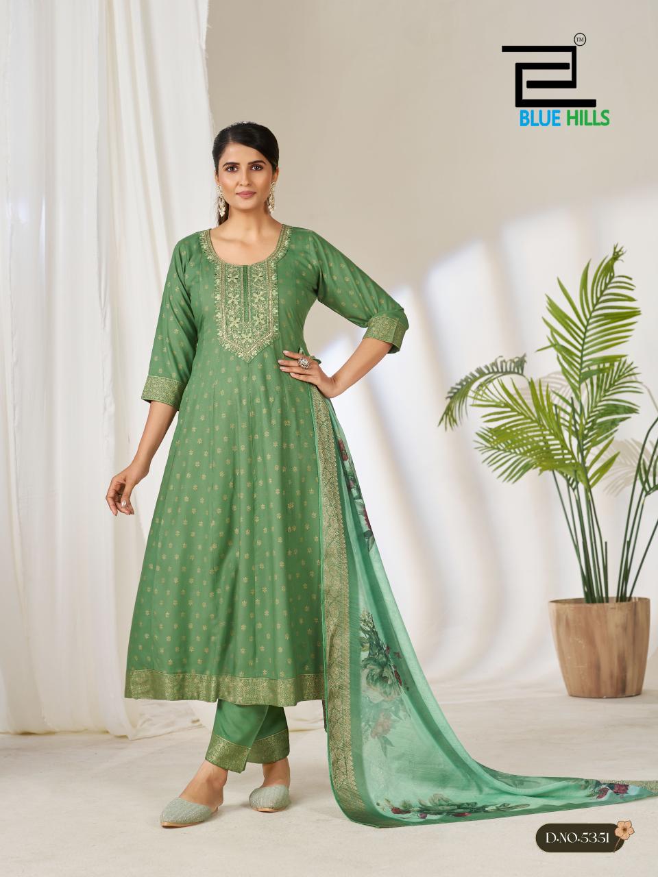 Gemini Blue Hills Rayon 14Kg Readymade Anarkali Suits Wholesaler Gujarat