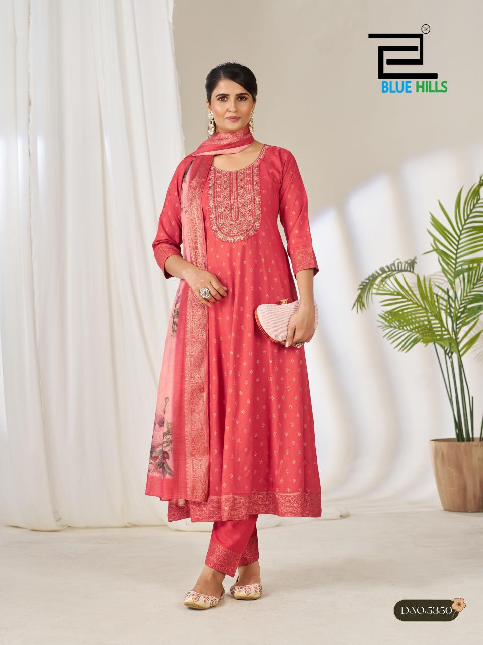Gemini Blue Hills Rayon 14Kg Readymade Anarkali Suits Wholesaler Gujarat