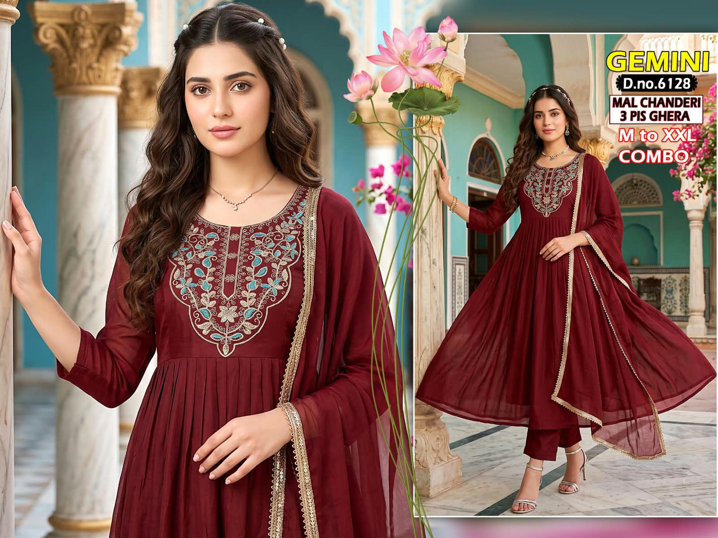 Gemini Bon50 Chanderi Readymade Anarkali Suits Wholesaler Gujarat