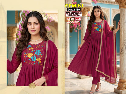 Gemini Bon50 Chanderi Readymade Anarkali Suits Wholesaler Gujarat