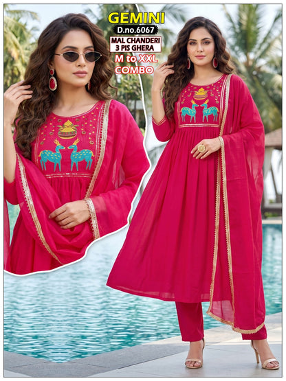 Gemini Bon50 Chanderi Readymade Anarkali Suits Wholesaler Gujarat