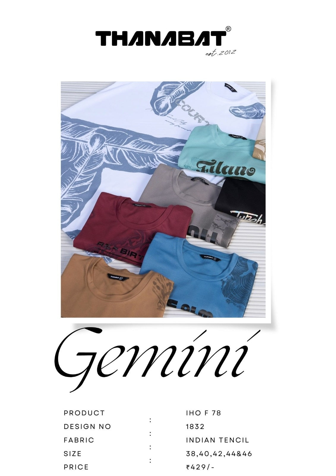 Gemini Iho F 78 Thanabat Tencil Mens Tshirts Supplier Ahmedabad