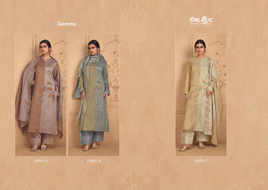 Gemma Omtex Aries Silk Plazzo Style Suits Exporter Ahmedabad