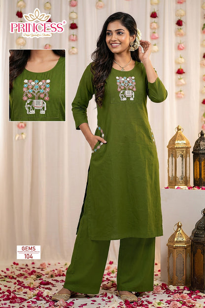 Gems Princess Creation Cotton Kurti Plazzo Set Wholesale Price