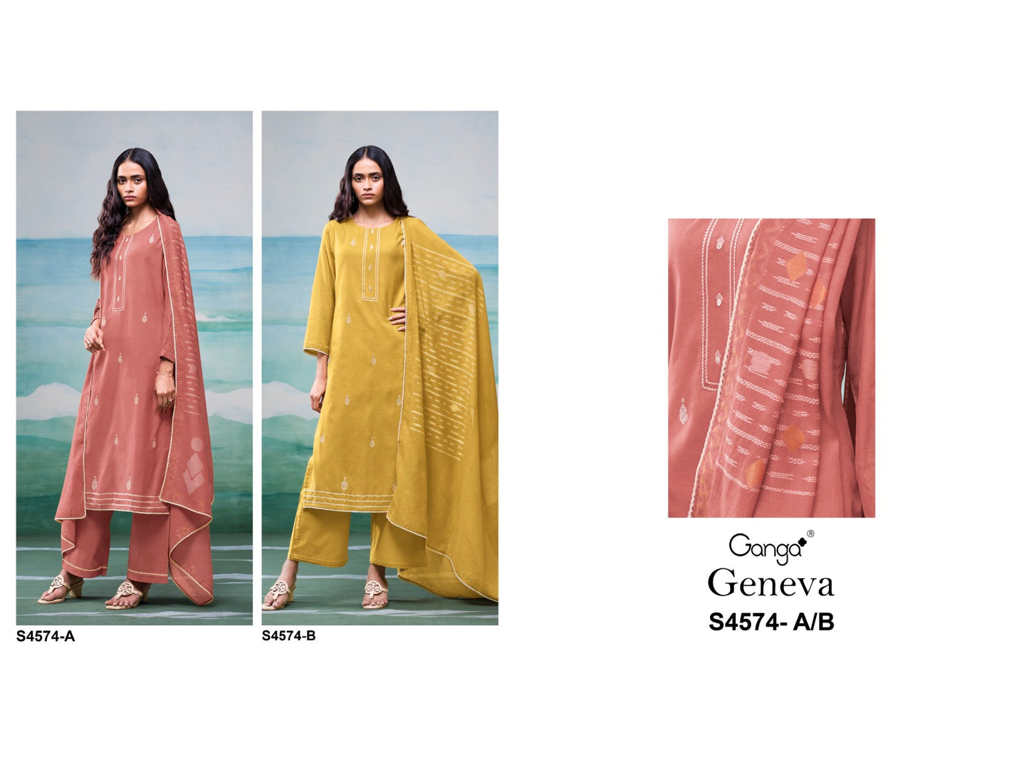 Geneva 4574 Ganga Mul Plazzo Style Suits Exporter Gujarat