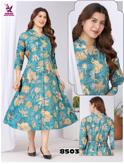 Genuine Style Plus Size Mlm Kalash Lifestyle Rayon 14Kg Anarkali Kurtis Supplier