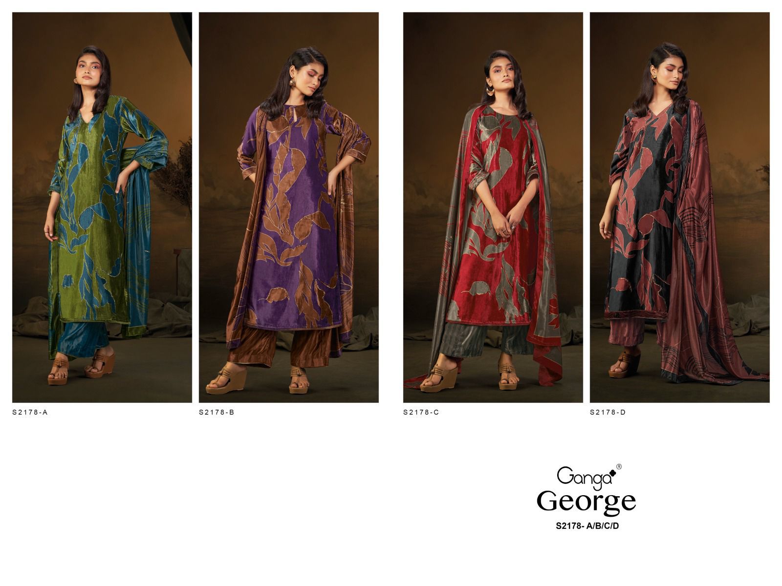 George S2178 Ganga Velvet Suits Wholesaler India