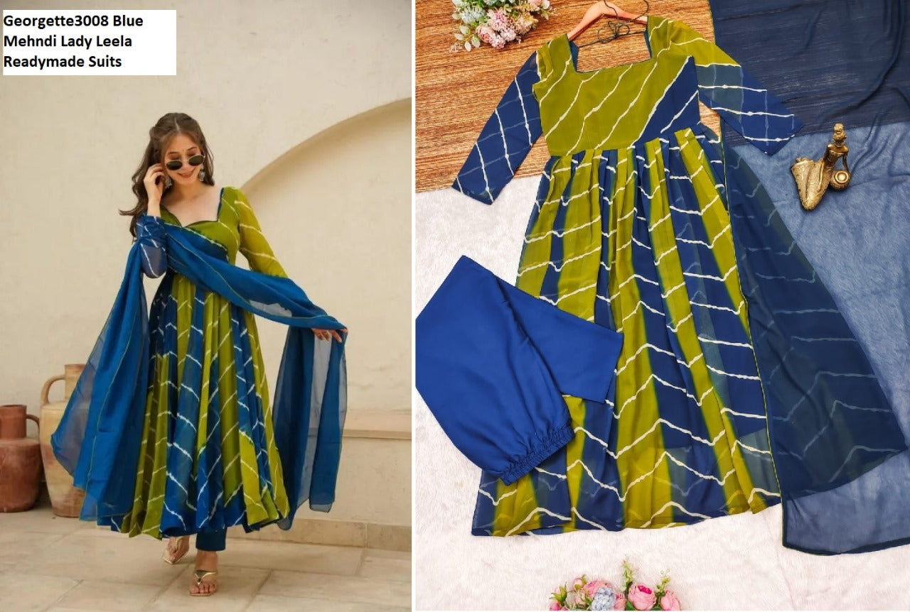 Georgette3008 Lady-Leela Georgette Readymade Anarkali Suits Wholesale Rate