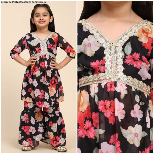 Georgette 191124 Stpaf Girls Kurti Sharara Wholesaler Gujarat