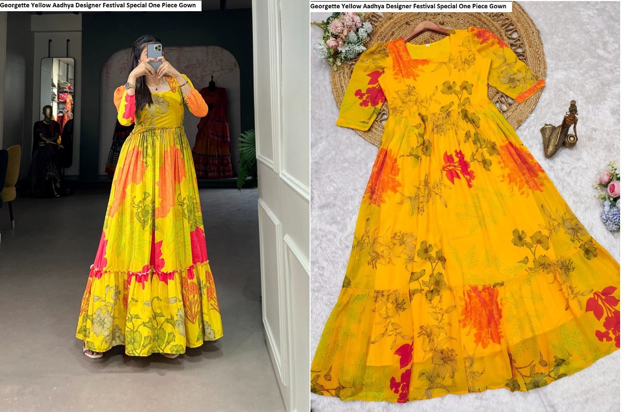 Georgette Navratri Special Aadhya Designer One Piece Gown Wholesale Rate