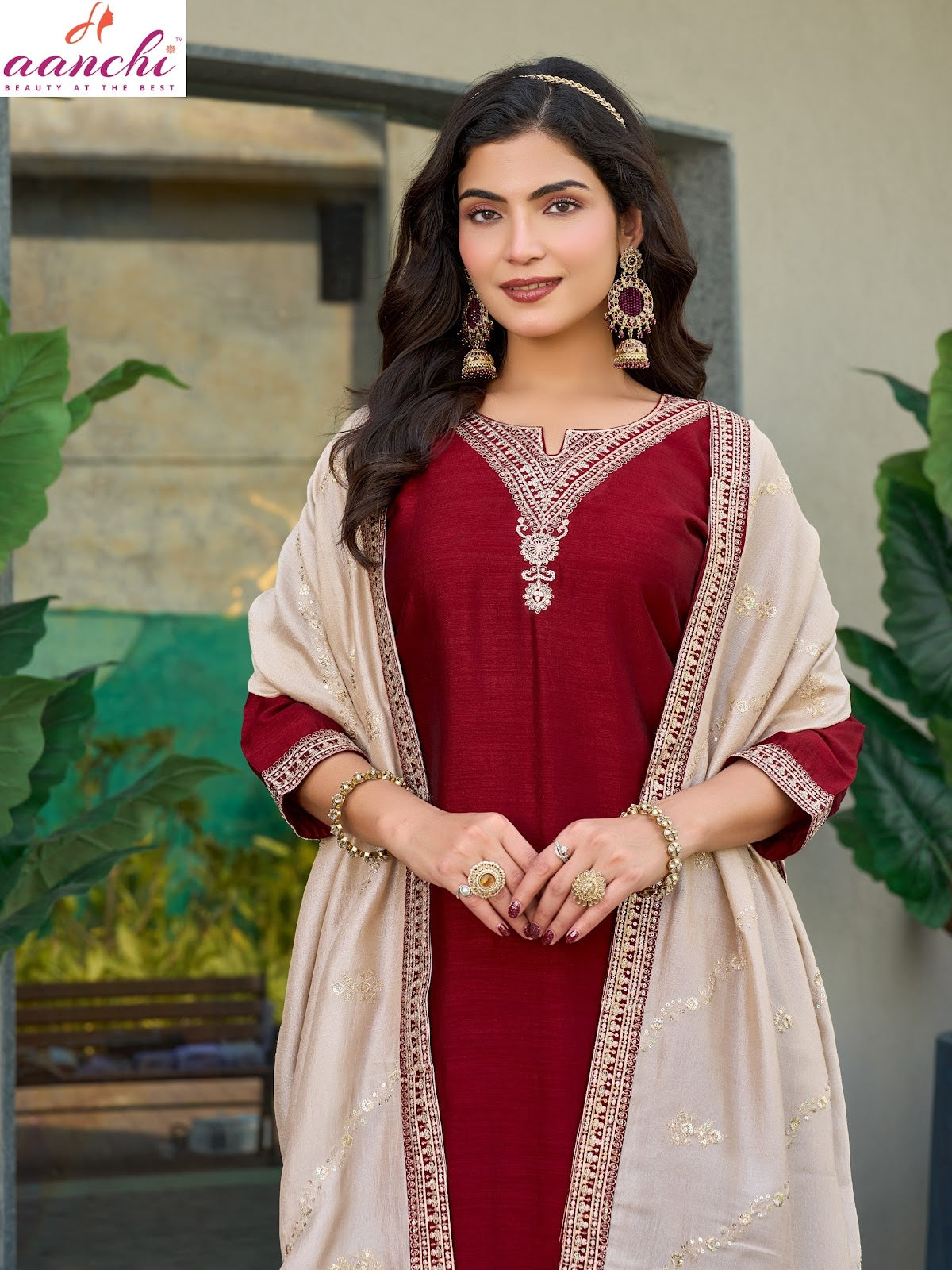 Germany 0812 Aanchi Vichitra Silk Readymade Pant Style Suits Exporter
