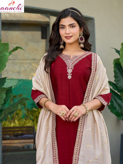 Germany 0812 Aanchi Vichitra Silk Readymade Pant Style Suits Exporter