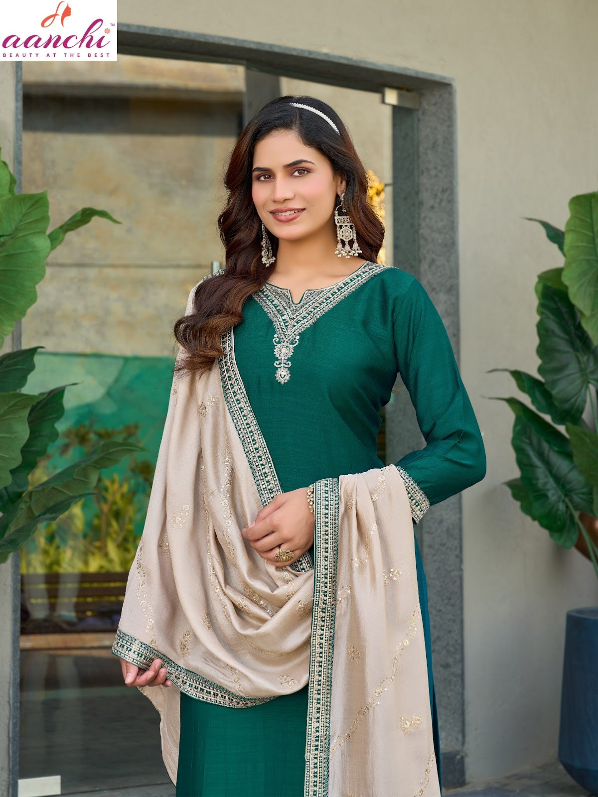 Germany 0812 Aanchi Vichitra Silk Readymade Pant Style Suits Exporter